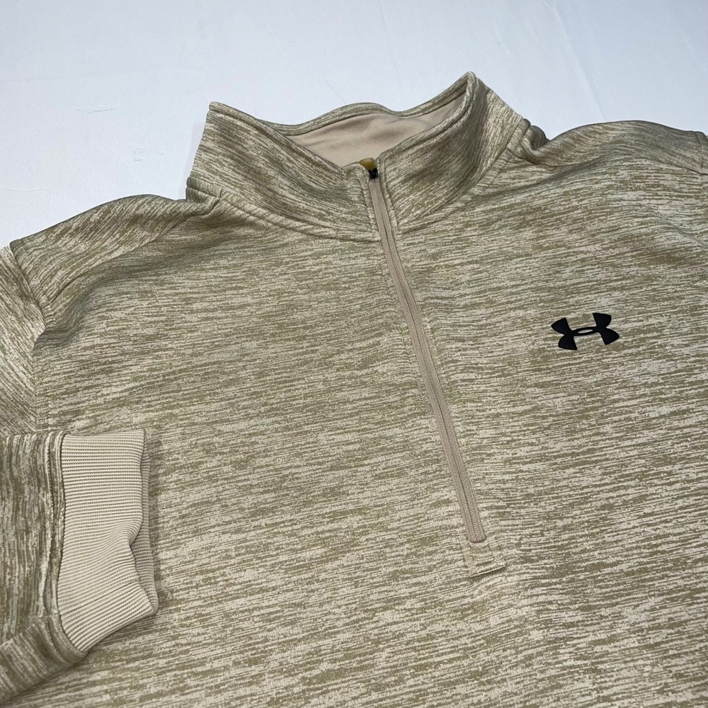 Under Armour ColdGear Mens XXL Tan Space Dye 1/4 Zip Fleece Pullover Loose Fit